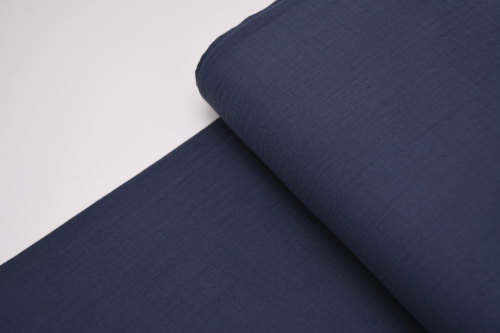 100% Cotton Double Gauze Muslin Fabric - Denim