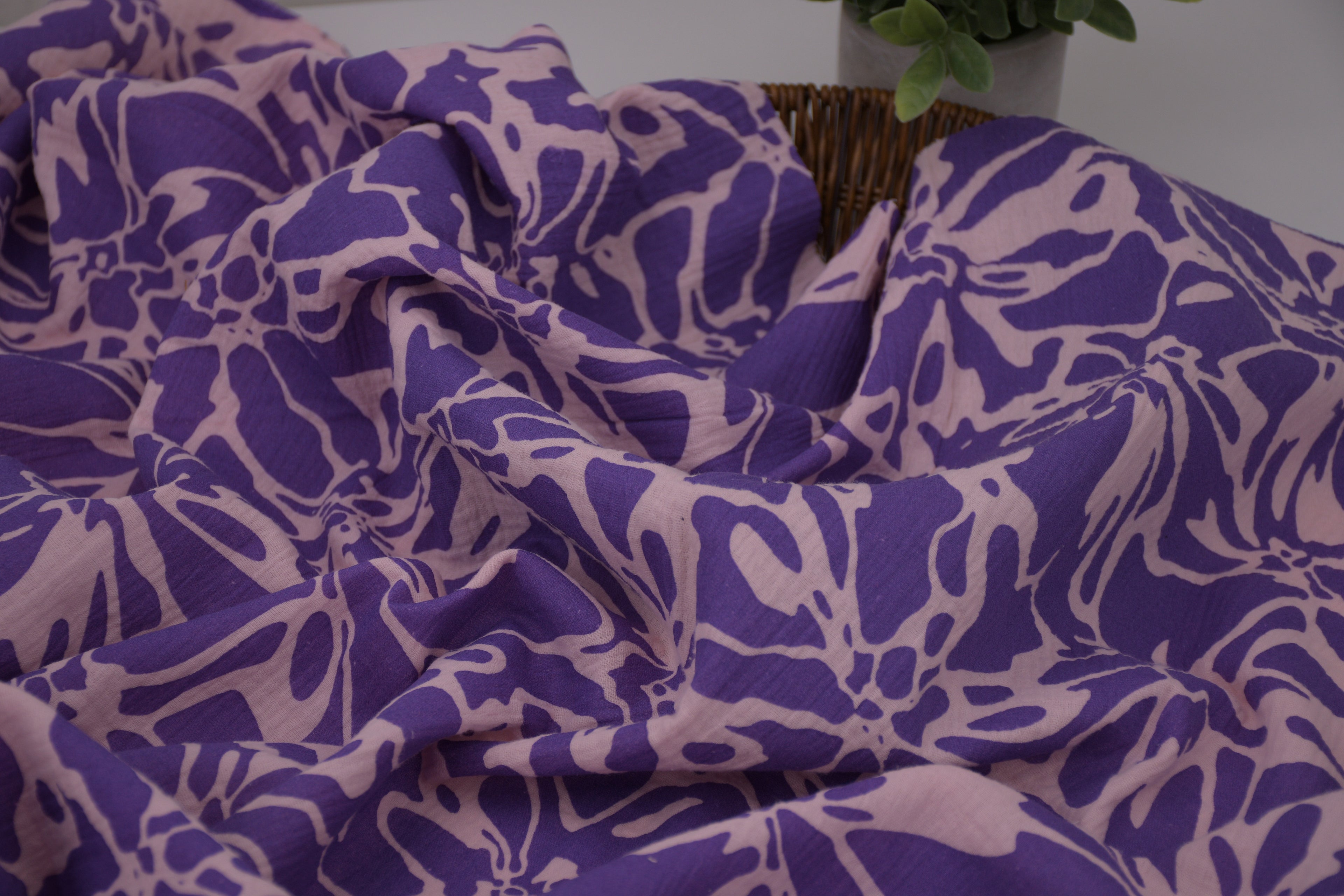 100% Cotton Muslin Double Gauze Print - Wisteria Bloom
