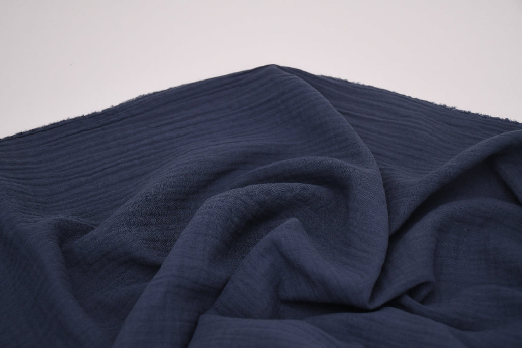 100% Cotton Double Gauze Muslin Fabric - Denim