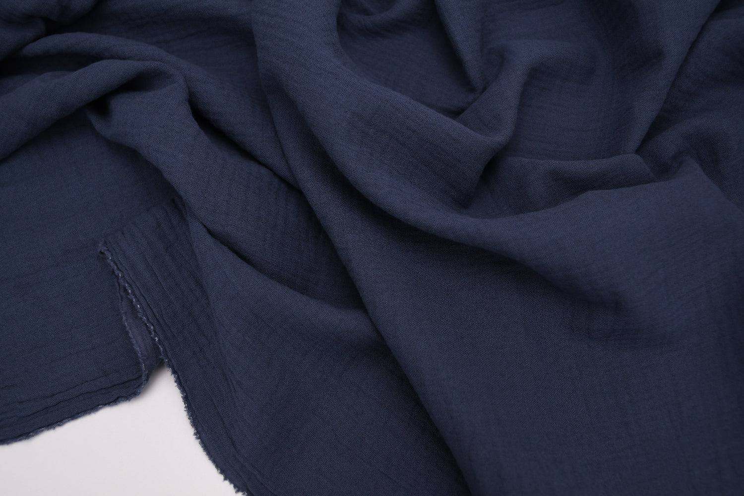 100% Cotton Double Gauze Muslin Fabric - Denim