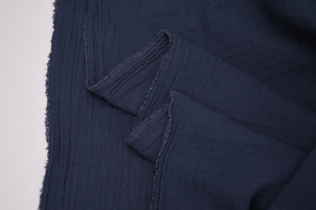 100% Cotton Double Gauze Muslin Fabric - Denim