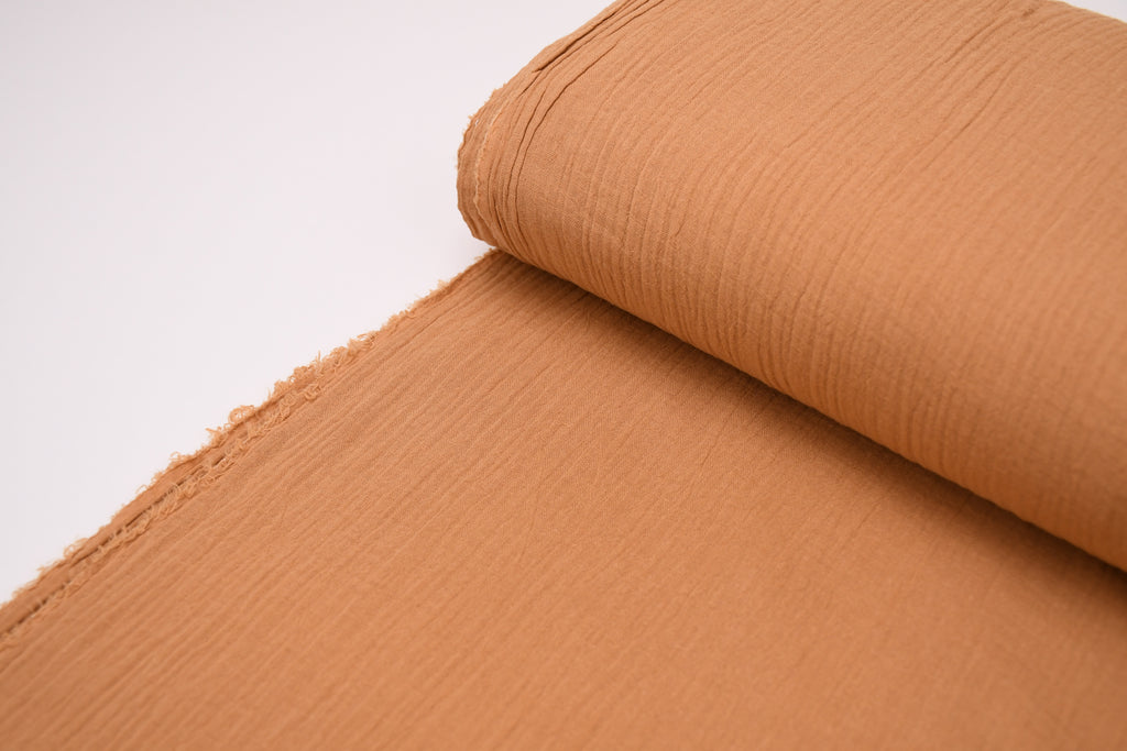 100% Cotton Double Gauze Muslin Fabric - Camel