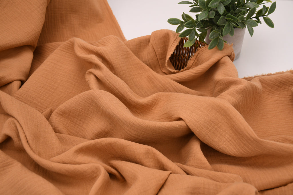 100% Cotton Double Gauze Muslin Fabric - Camel
