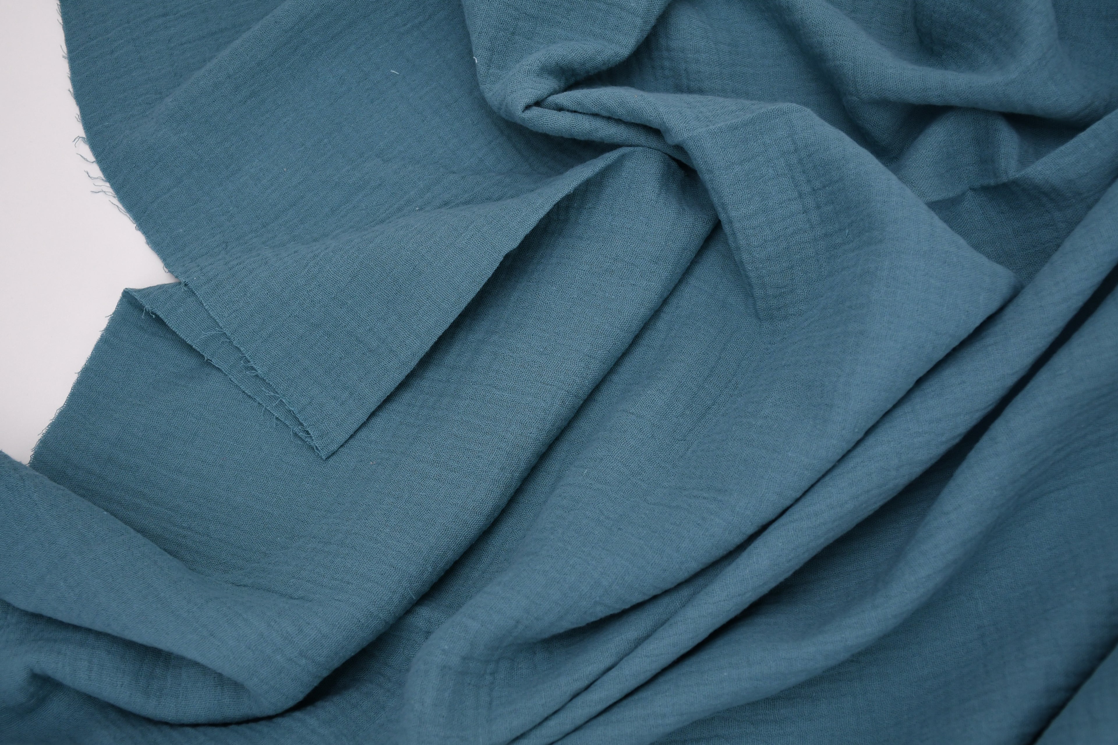 100% Cotton Double Gauze Muslin Fabric -  Soft Teal
