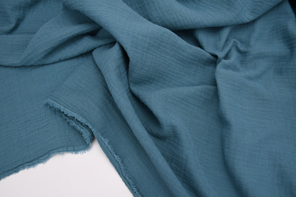 100% Cotton Double Gauze Muslin Fabric -  Soft Teal