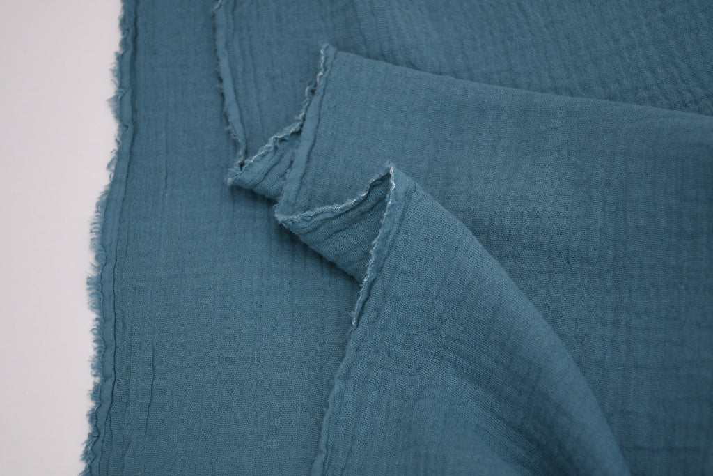 100% Cotton Double Gauze Muslin Fabric -  Soft Teal