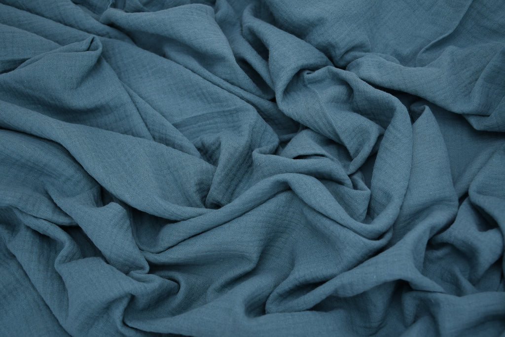 100% Cotton Double Gauze Muslin Fabric -  Soft Teal