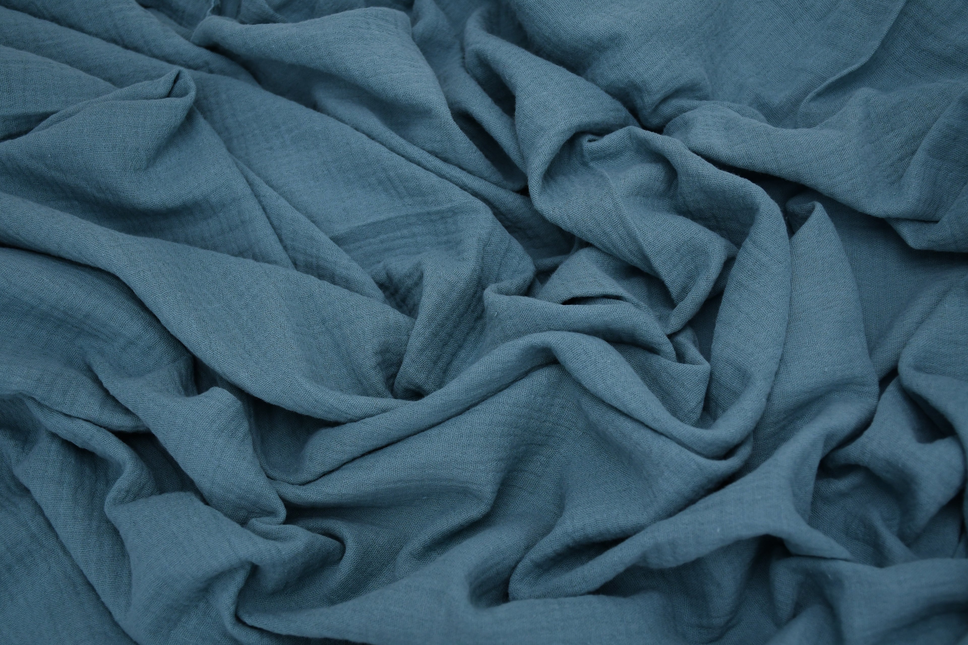 100% Cotton Double Gauze Muslin Fabric -  Soft Teal