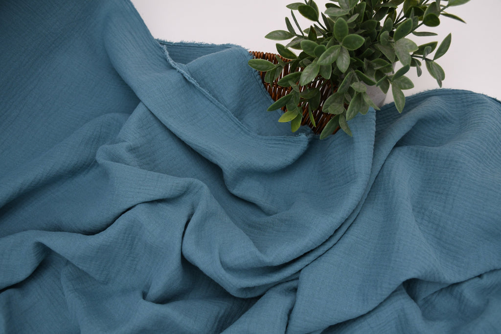 100% Cotton Double Gauze Muslin Fabric -  Soft Teal
