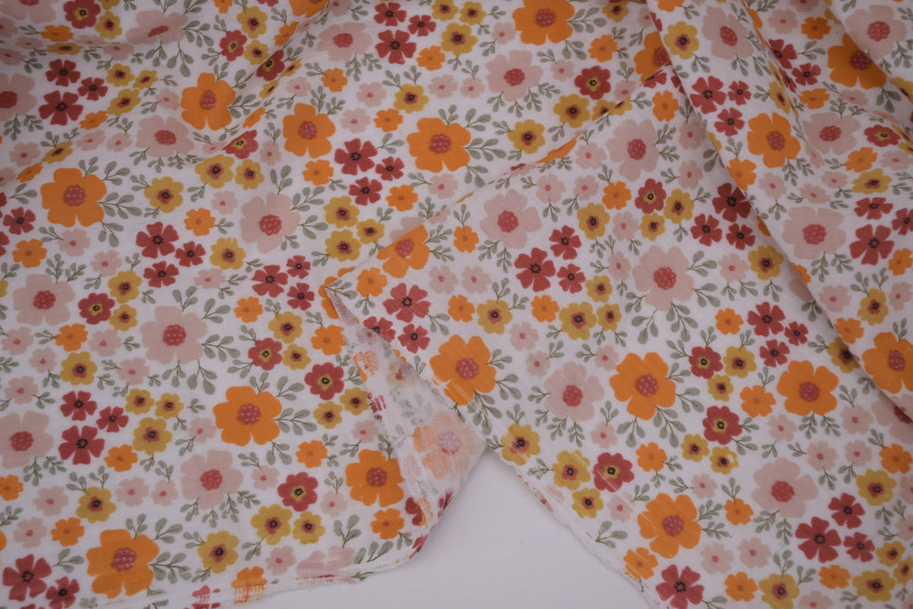 100% Cotton Muslin Double Gauze Print - Retro Wildflowers