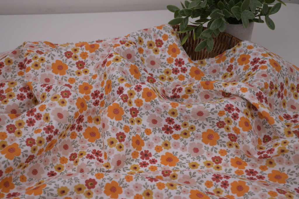 100% Cotton Muslin Double Gauze Print - Retro Wildflowers