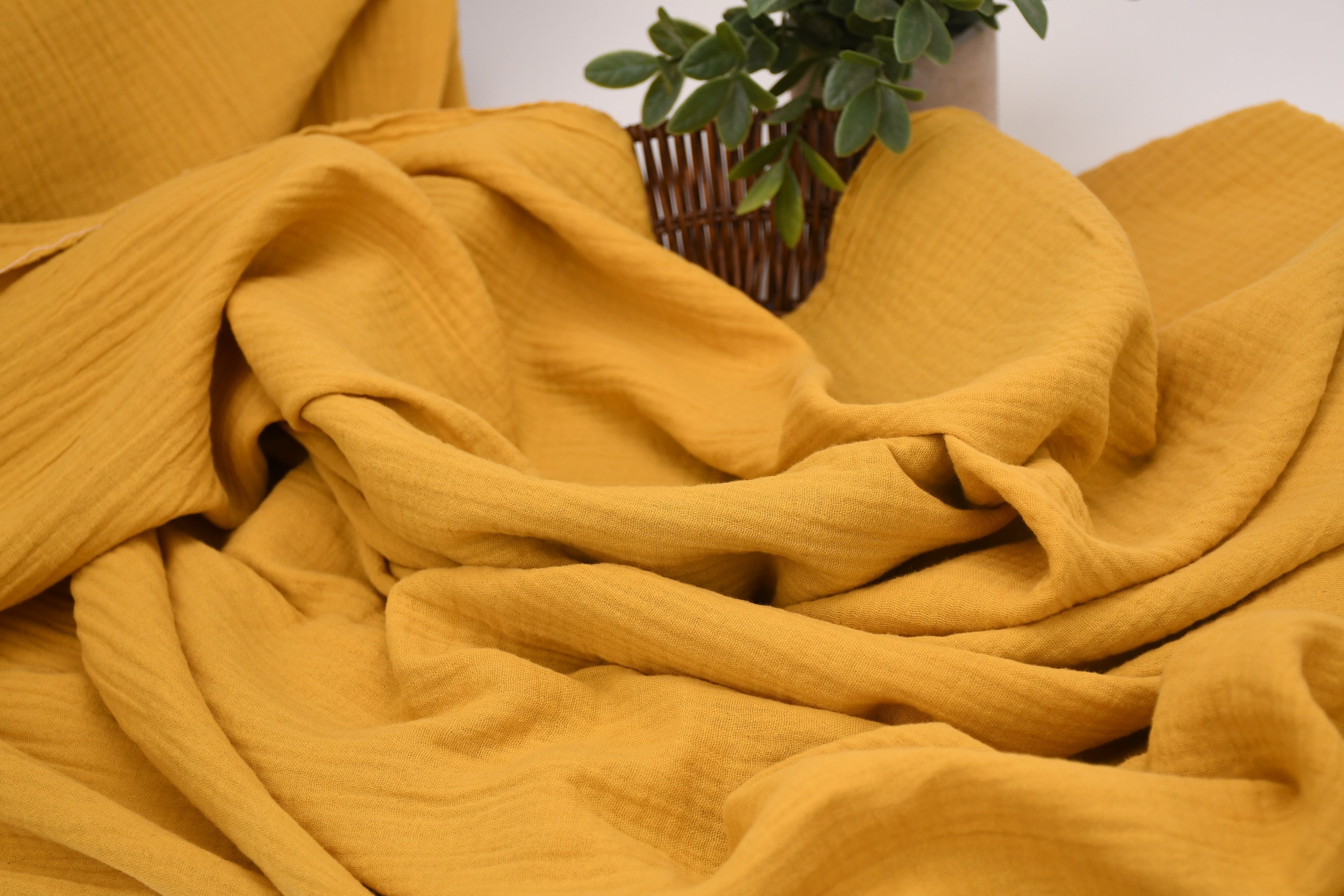 100% Cotton Double Gauze Muslin Fabric - Sunflower