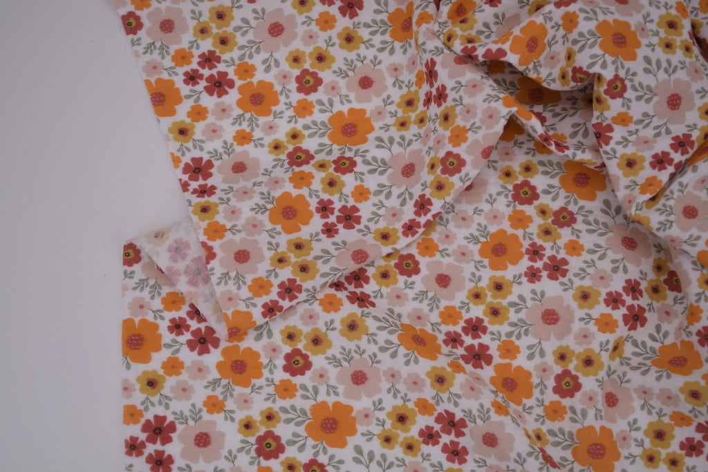 100% Cotton Muslin Double Gauze Print - Retro Wildflowers
