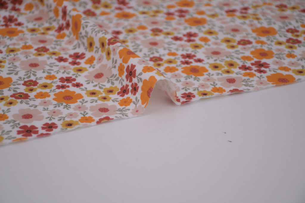 100% Cotton Muslin Double Gauze Print - Retro Wildflowers