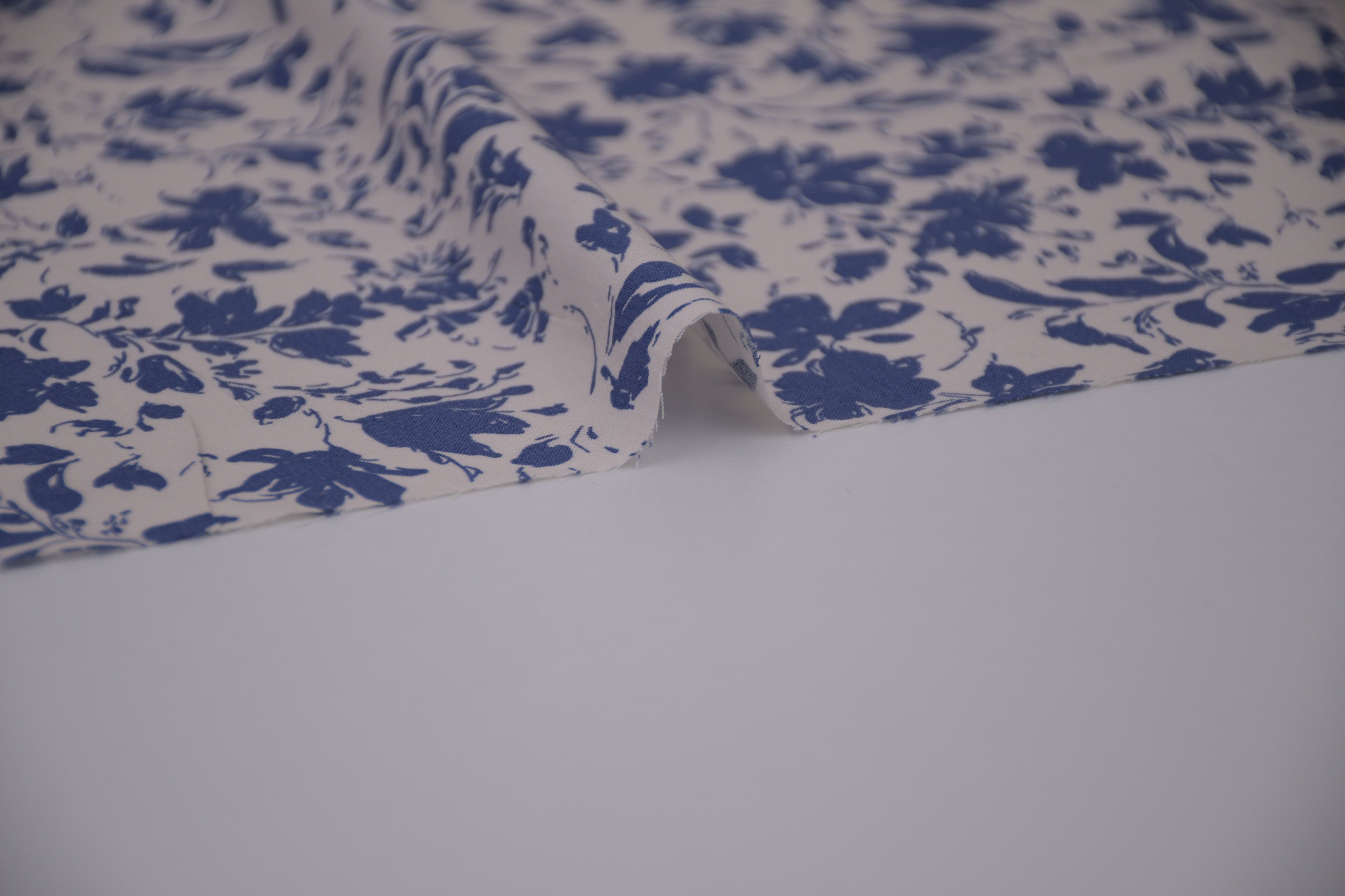 100% Bamboo Poplin Moonlight Petals Print - Classic Cobalt