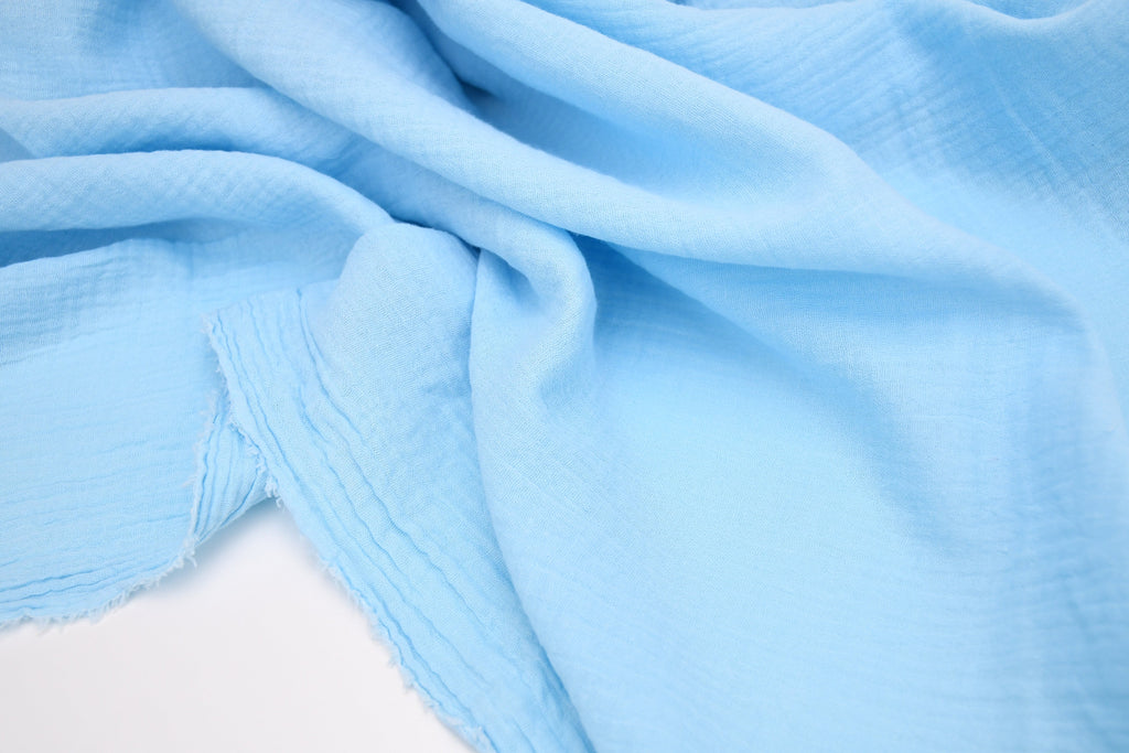 100% Cotton Double Gauze Muslin Fabric - Baby Blue