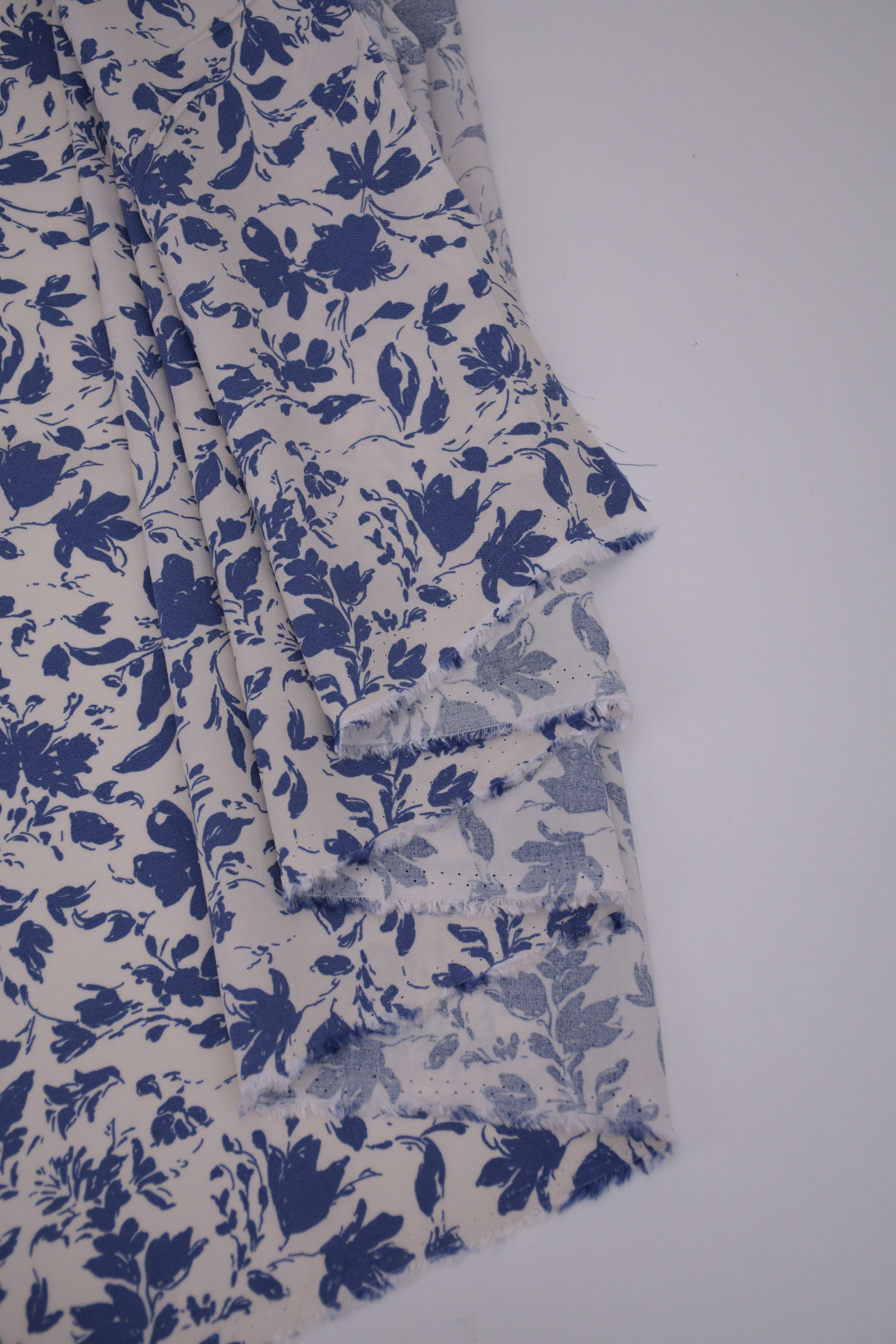 100% Bamboo Poplin Moonlight Petals Print - Classic Cobalt