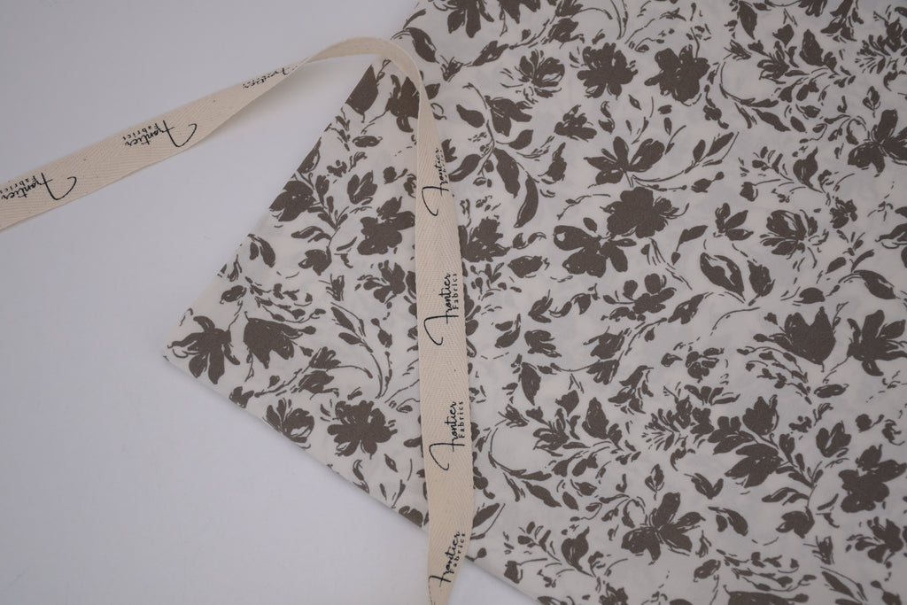 100% Bamboo Poplin Moonlight Petals Print - Muted Taupe