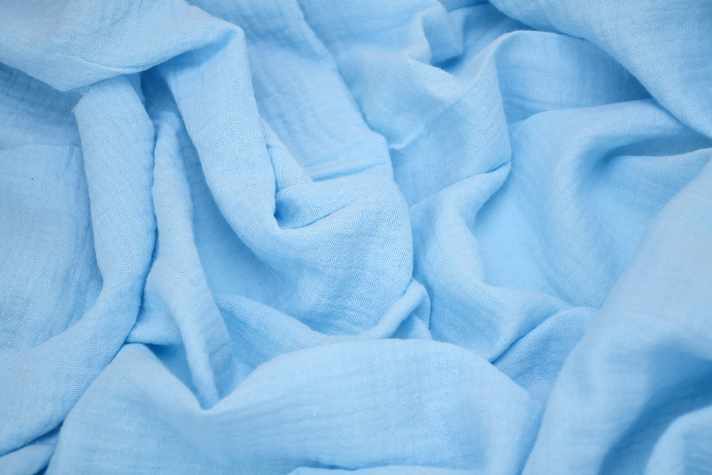 100% Cotton Double Gauze Muslin Fabric - Baby Blue