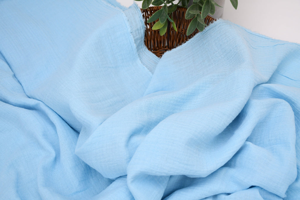 100% Cotton Double Gauze Muslin Fabric - Baby Blue