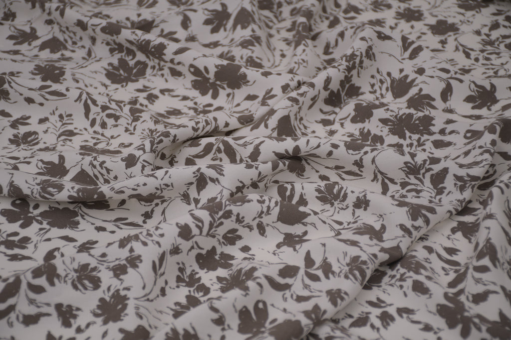 100% Bamboo Poplin Moonlight Petals Print - Muted Taupe