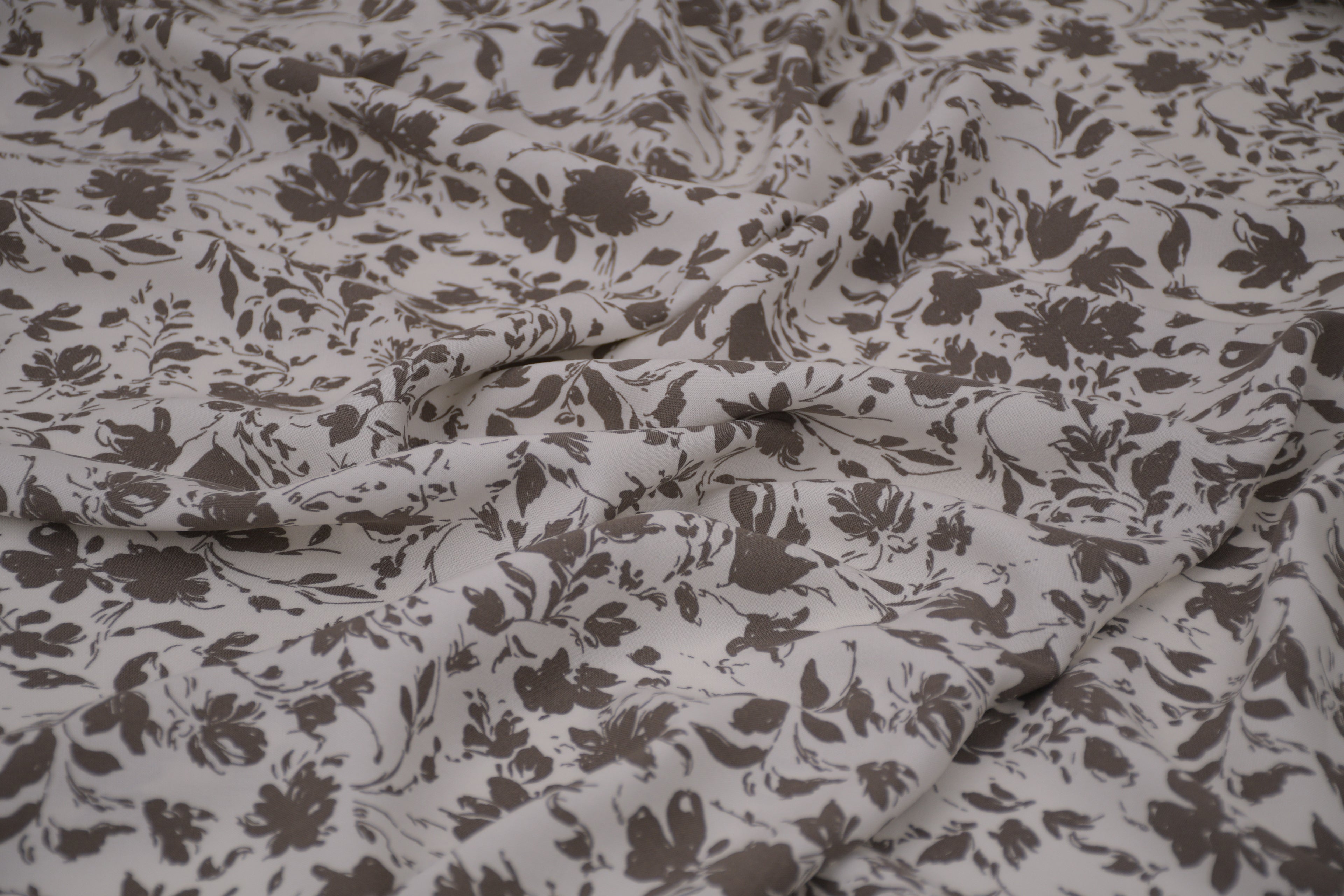 100% Bamboo Poplin Moonlight Petals Print - Muted Taupe