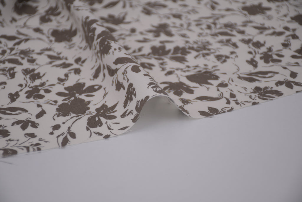 100% Bamboo Poplin Moonlight Petals Print - Muted Taupe