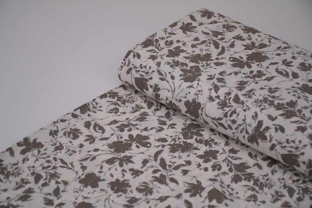 100% Bamboo Poplin Moonlight Petals Print - Muted Taupe