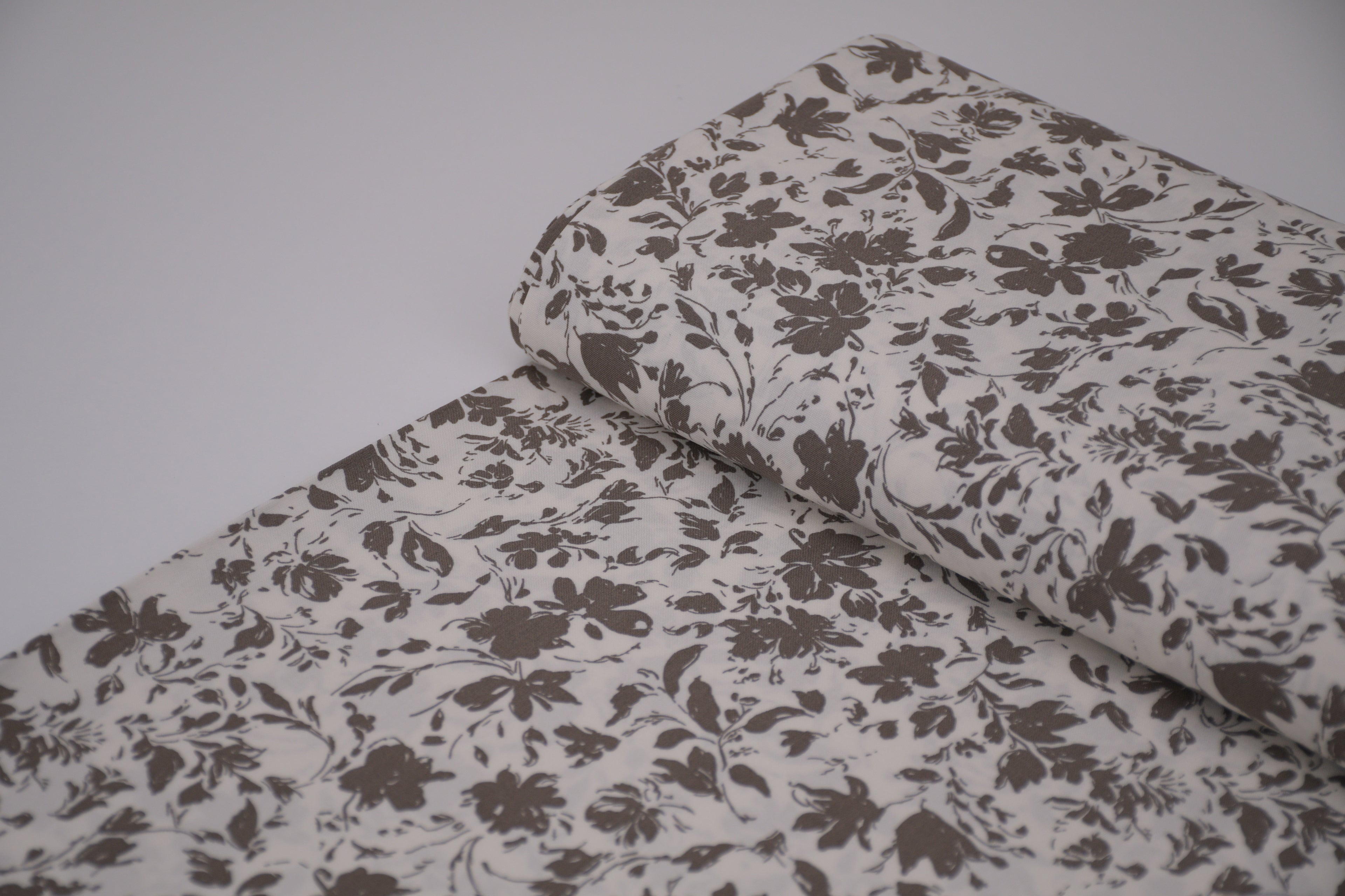 100% Bamboo Poplin Moonlight Petals Print - Muted Taupe