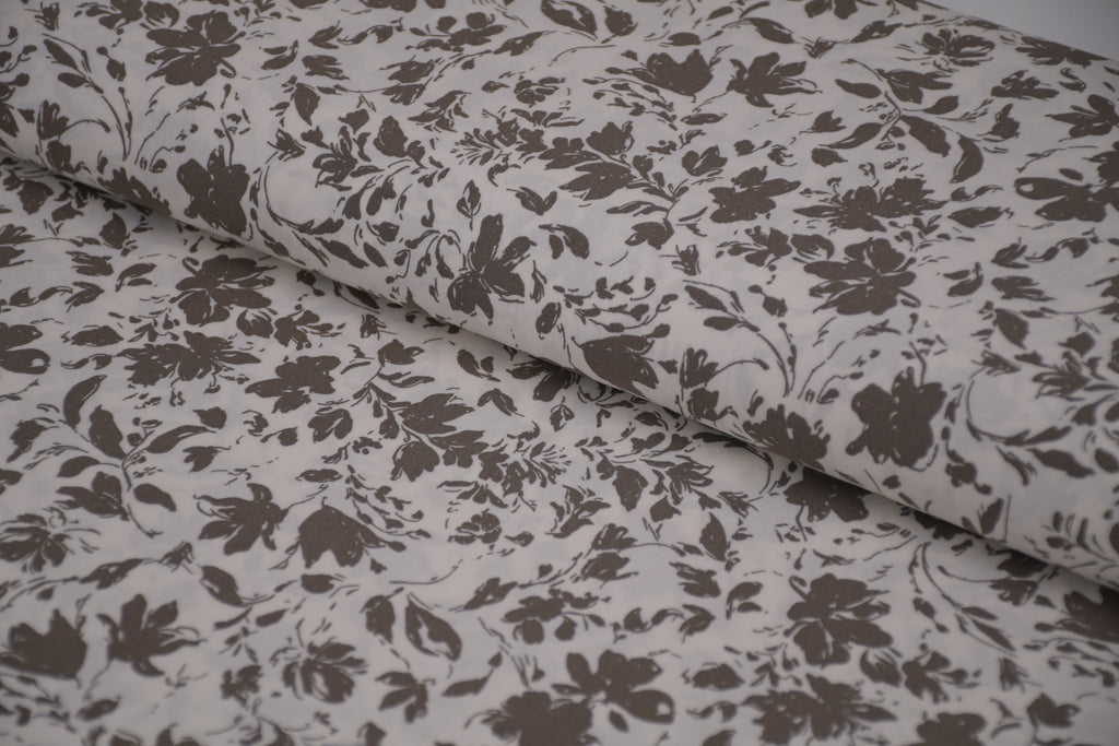 100% Bamboo Poplin Moonlight Petals Print - Muted Taupe