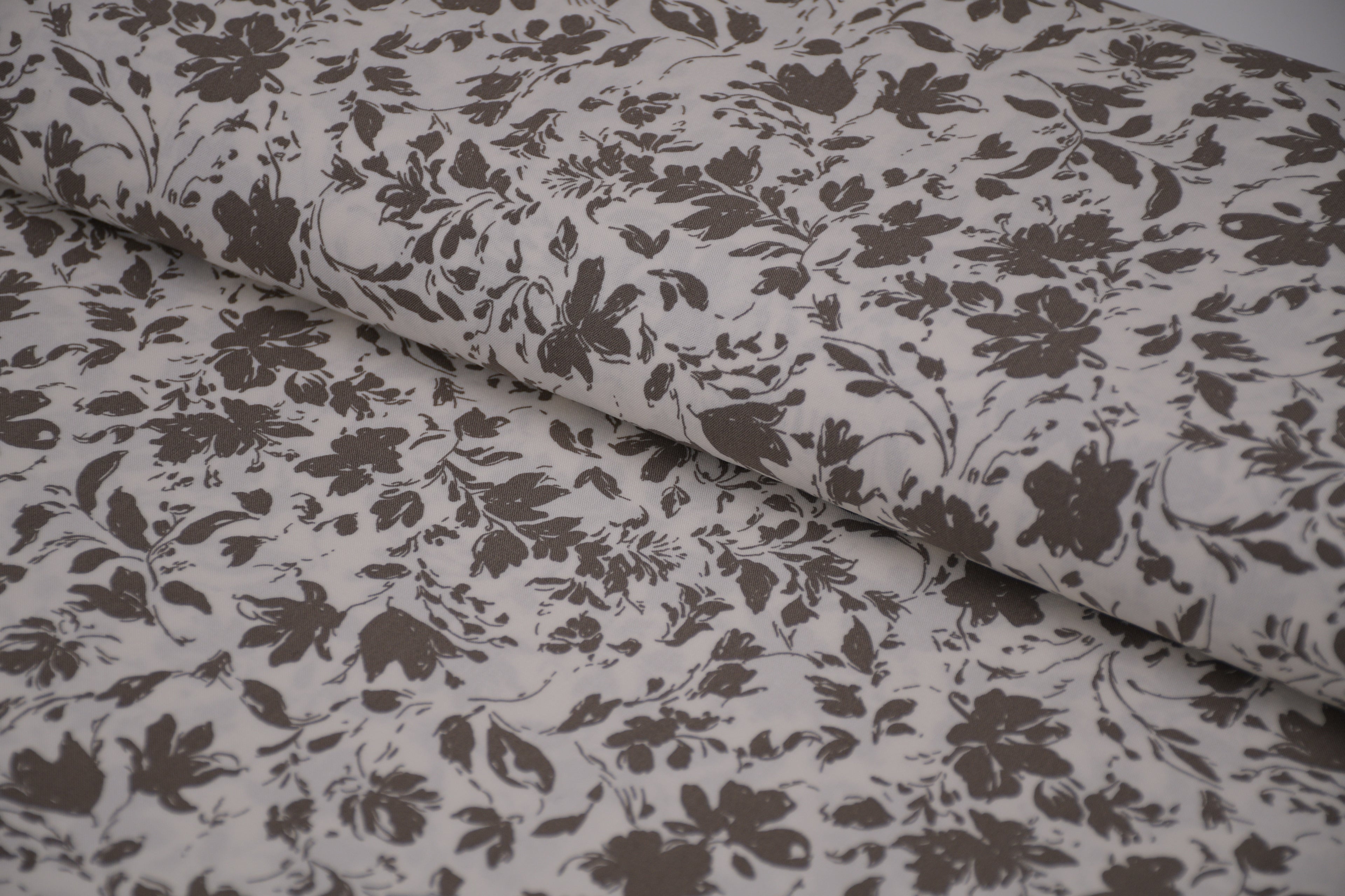 100% Bamboo Poplin Moonlight Petals Print - Muted Taupe