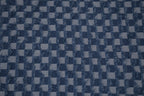 Washed Denim Jacquard Indigo Ladder Fray Checks Fabric