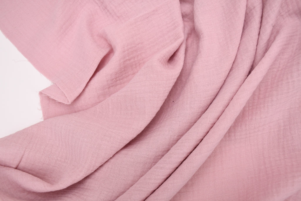100% Cotton Double Gauze Muslin Fabric -  Ice Pink