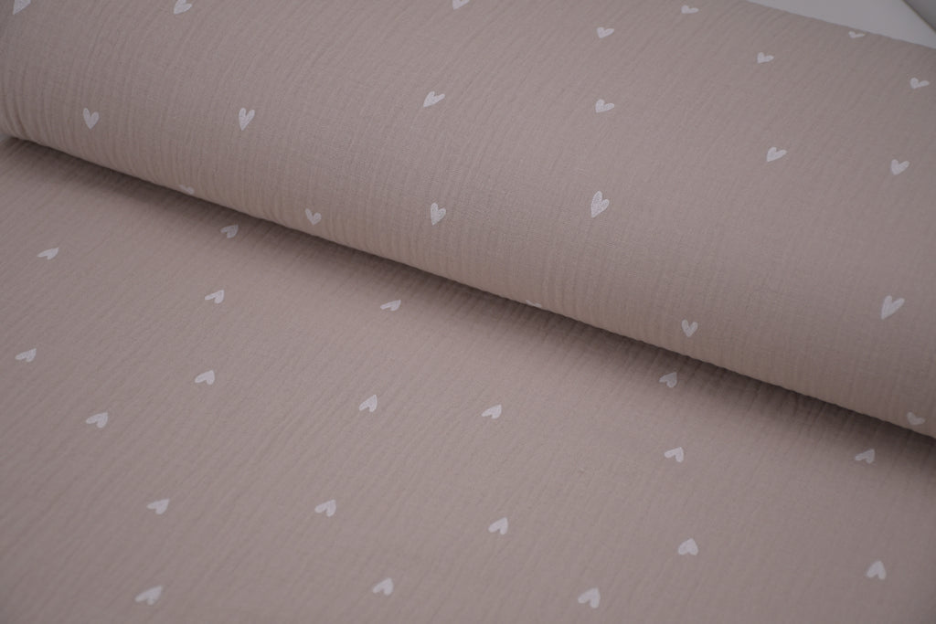 100% Cotton Muslin Double Gauze Print - Confetti Hearts