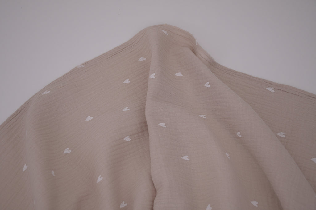 100% Cotton Muslin Double Gauze Print - Confetti Hearts