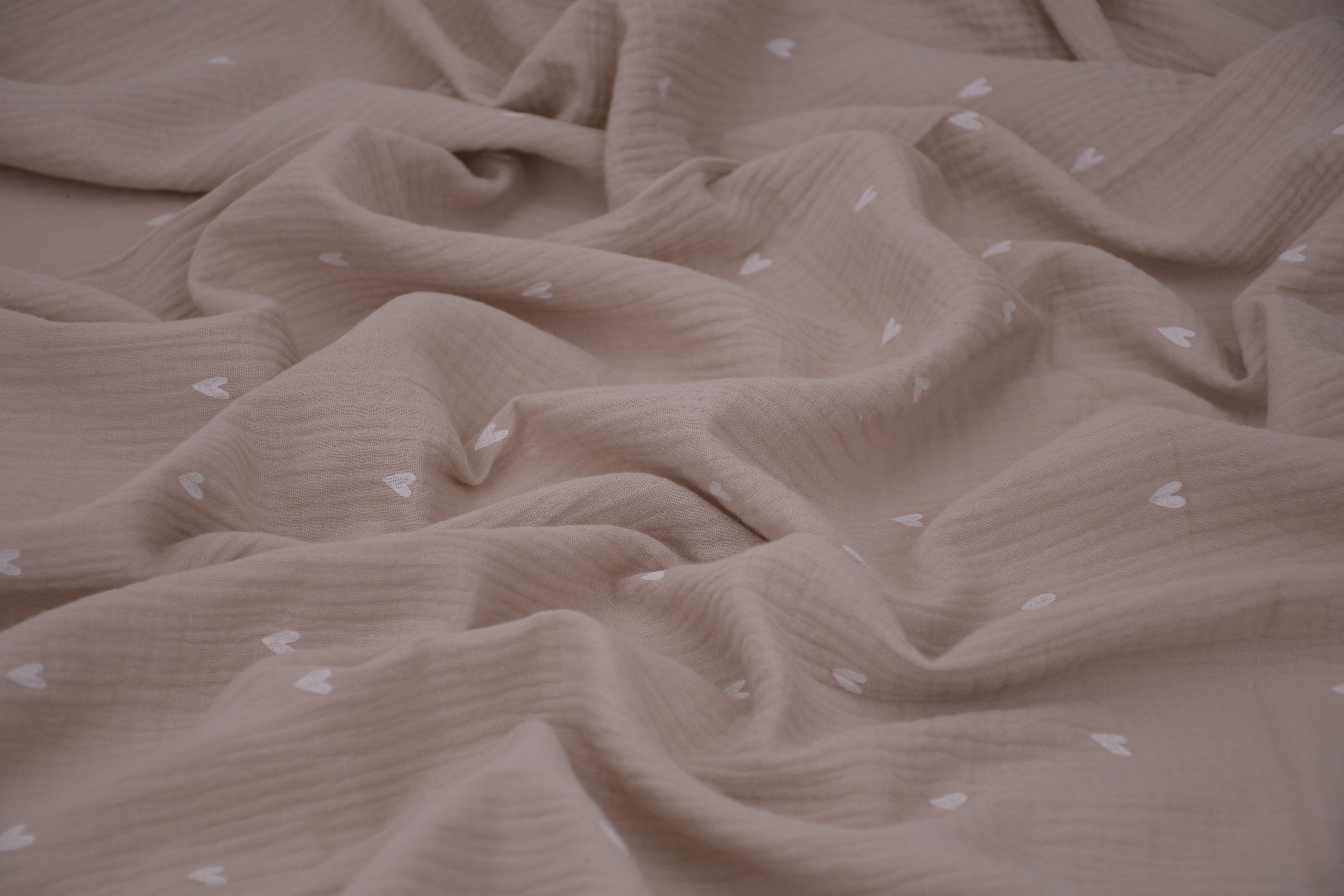 100% Cotton Muslin Double Gauze Print - Confetti Hearts