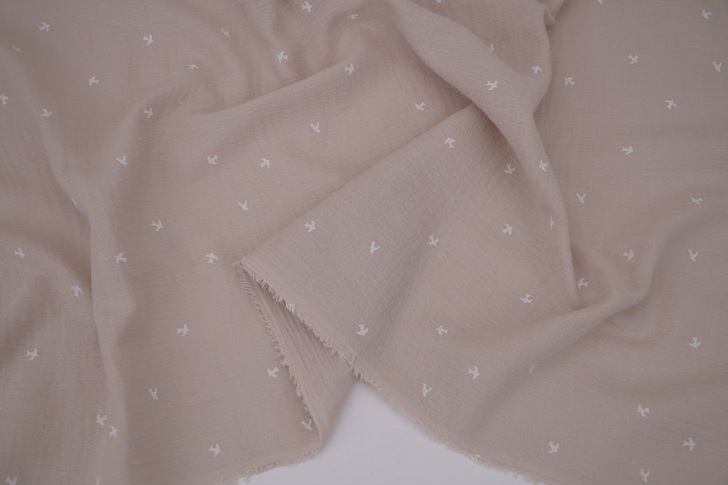100% Cotton Muslin Double Gauze Print - Tiny Swallow