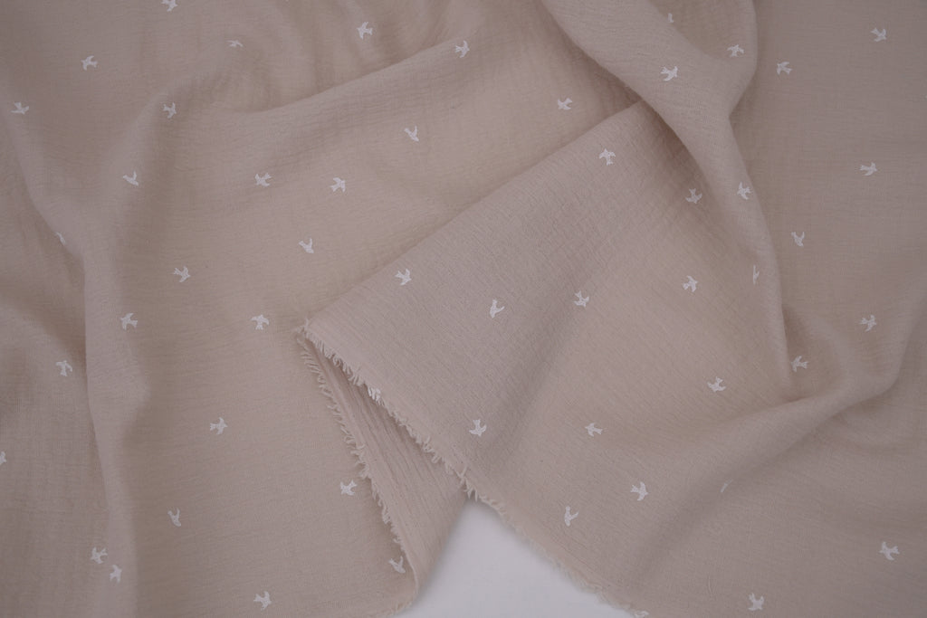 100% Cotton Muslin Double Gauze Print - Tiny Swallow
