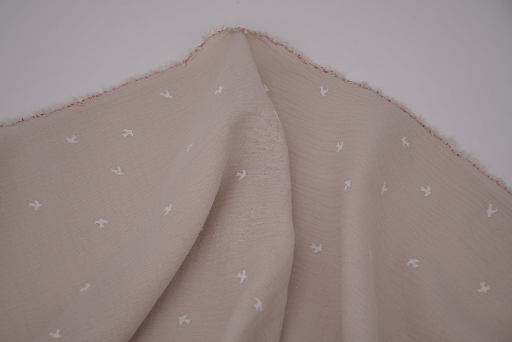100% Cotton Muslin Double Gauze Print - Tiny Swallow