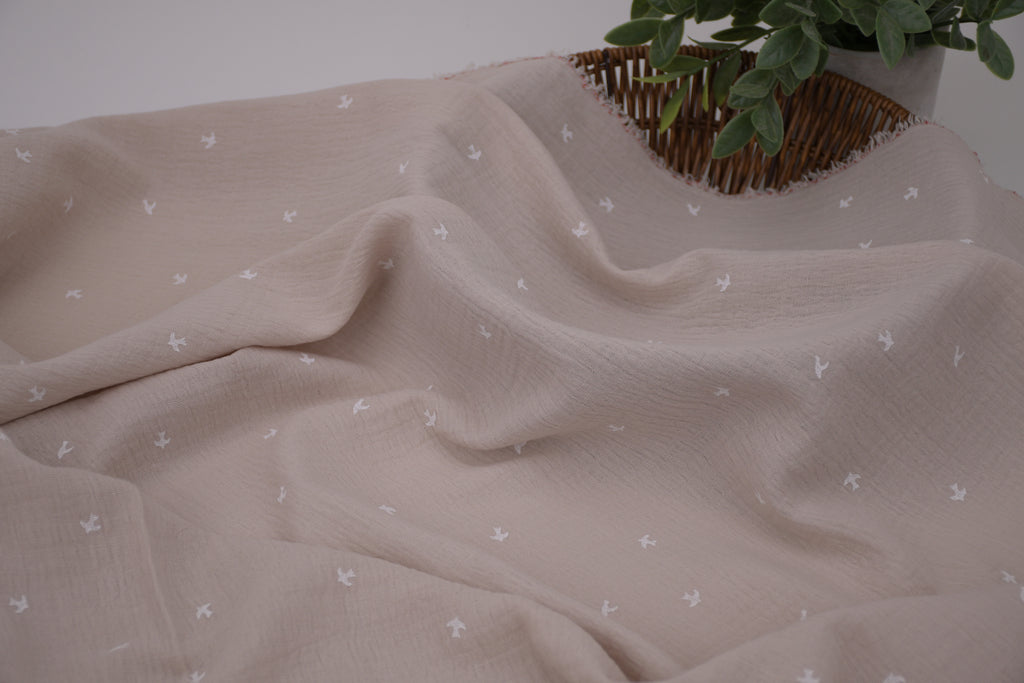 100% Cotton Muslin Double Gauze Print - Tiny Swallow