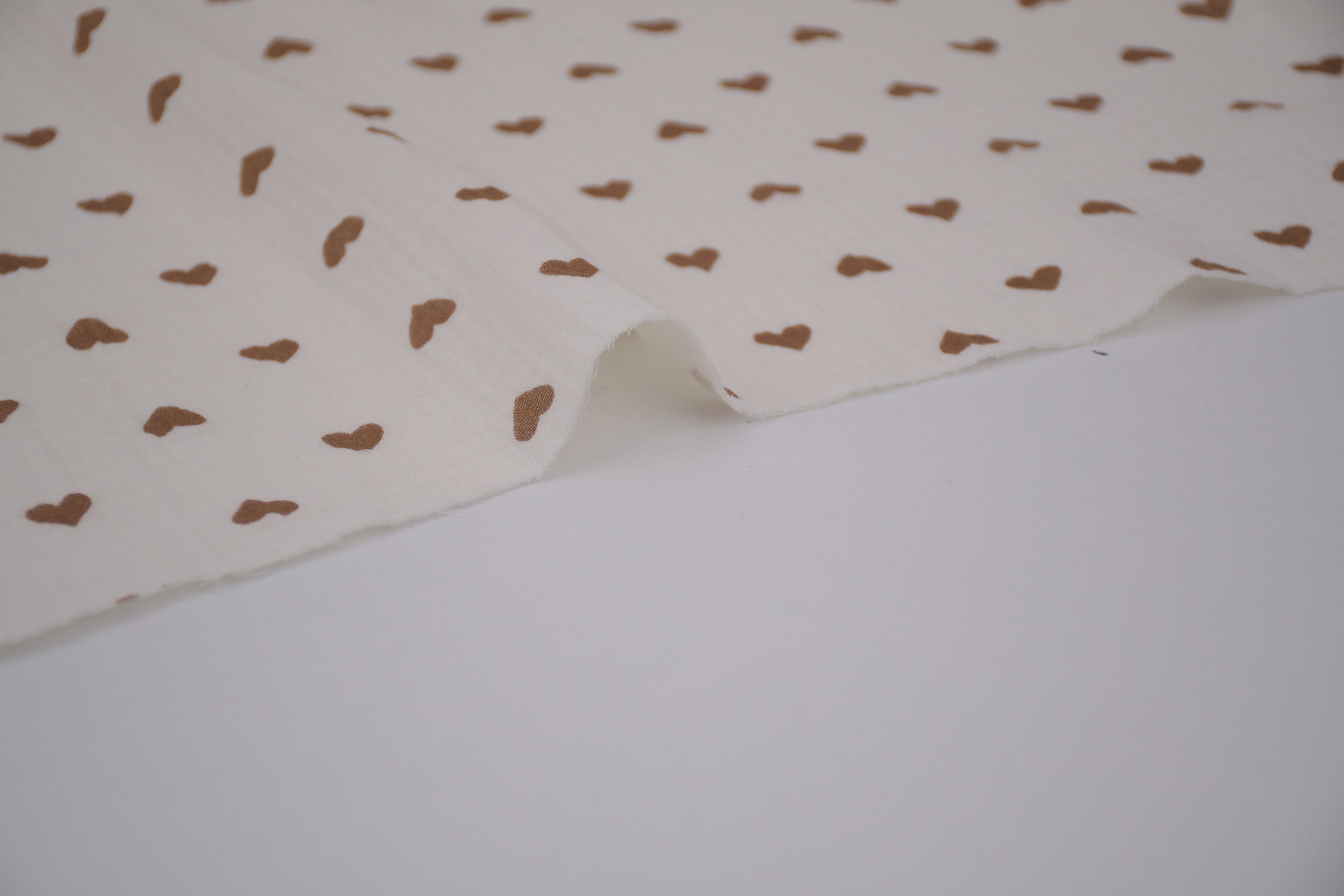 100% Cotton Muslin Double Gauze Print - Cocoa Hearts