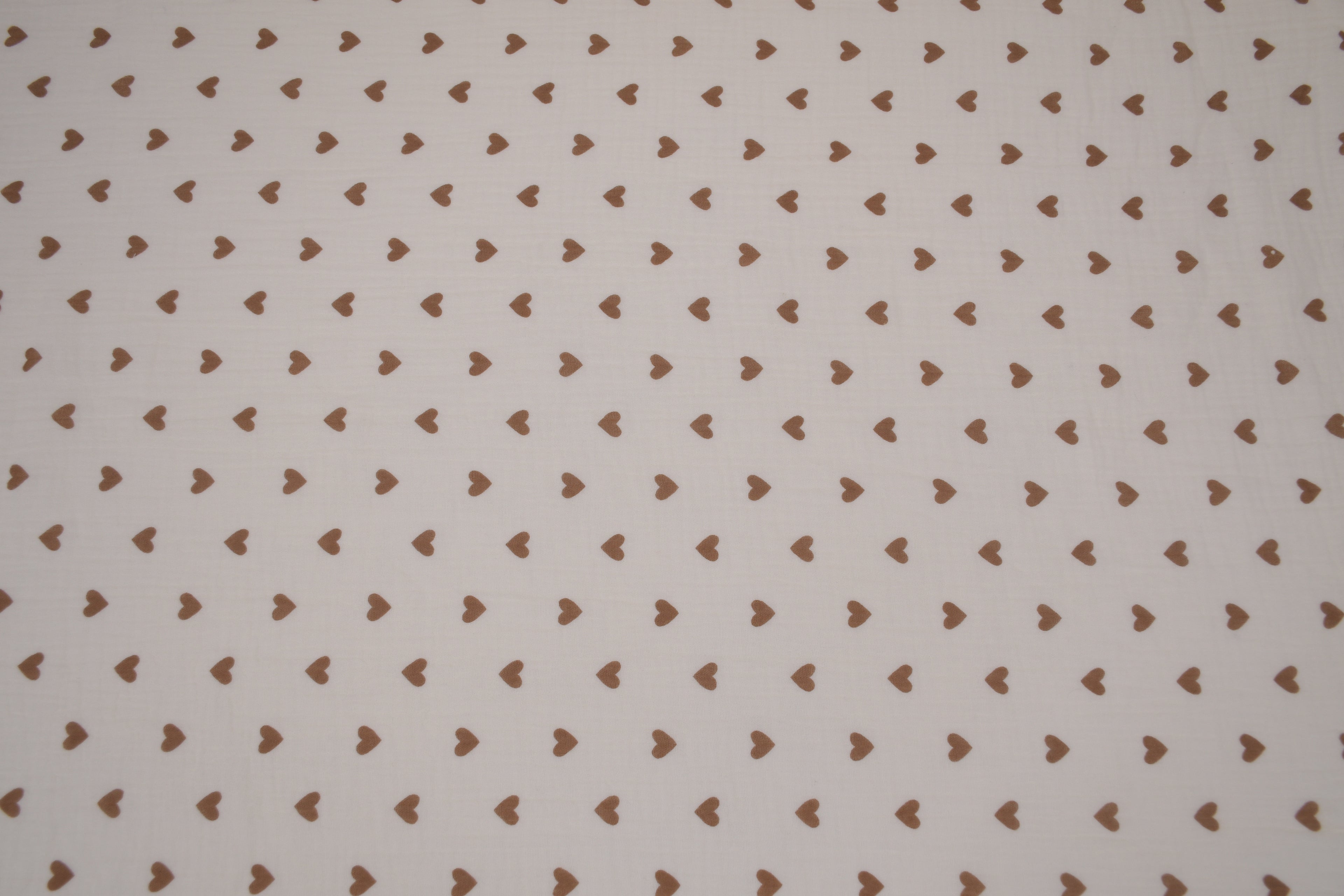 100% Cotton Muslin Double Gauze Print - Cocoa Hearts