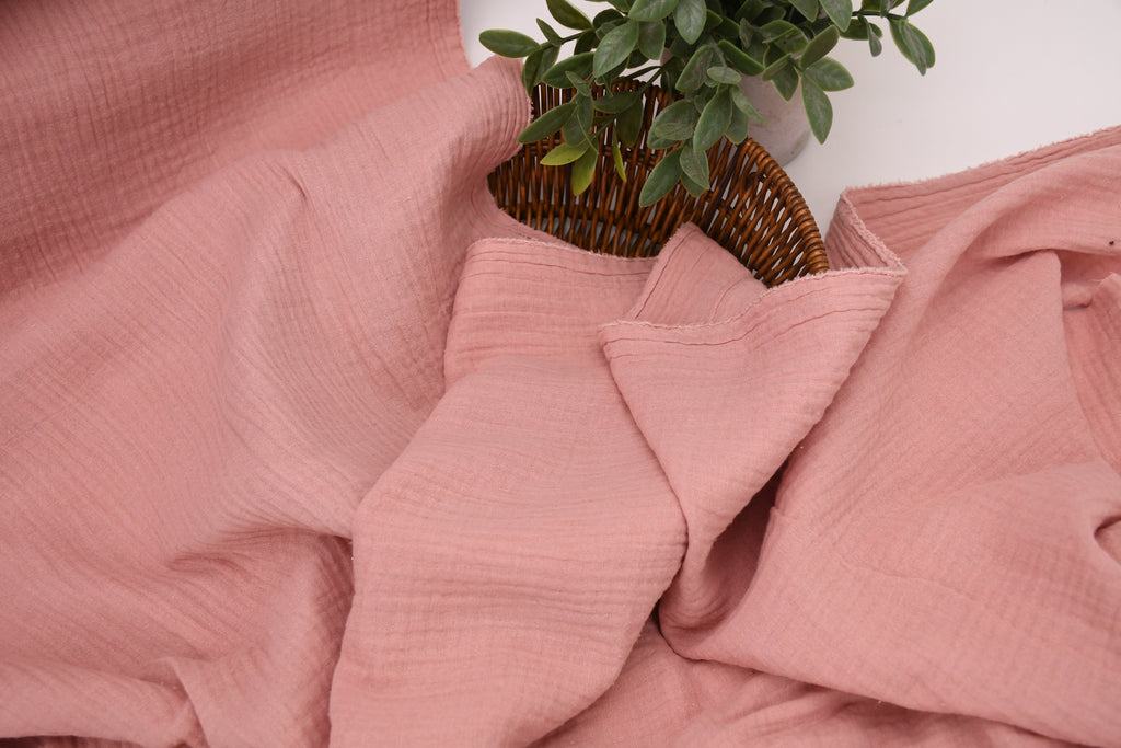 100% Cotton Double Gauze Muslin Fabric -  Blush Pink