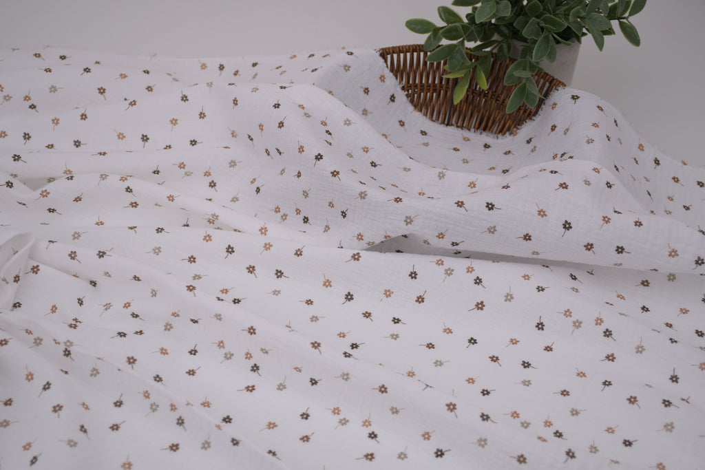 100% Cotton Muslin Double Gauze Print - Toasted Poppies