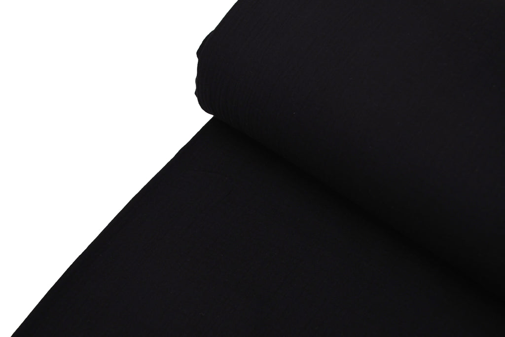 100% Cotton Double Gauze Muslin Fabric -  Black