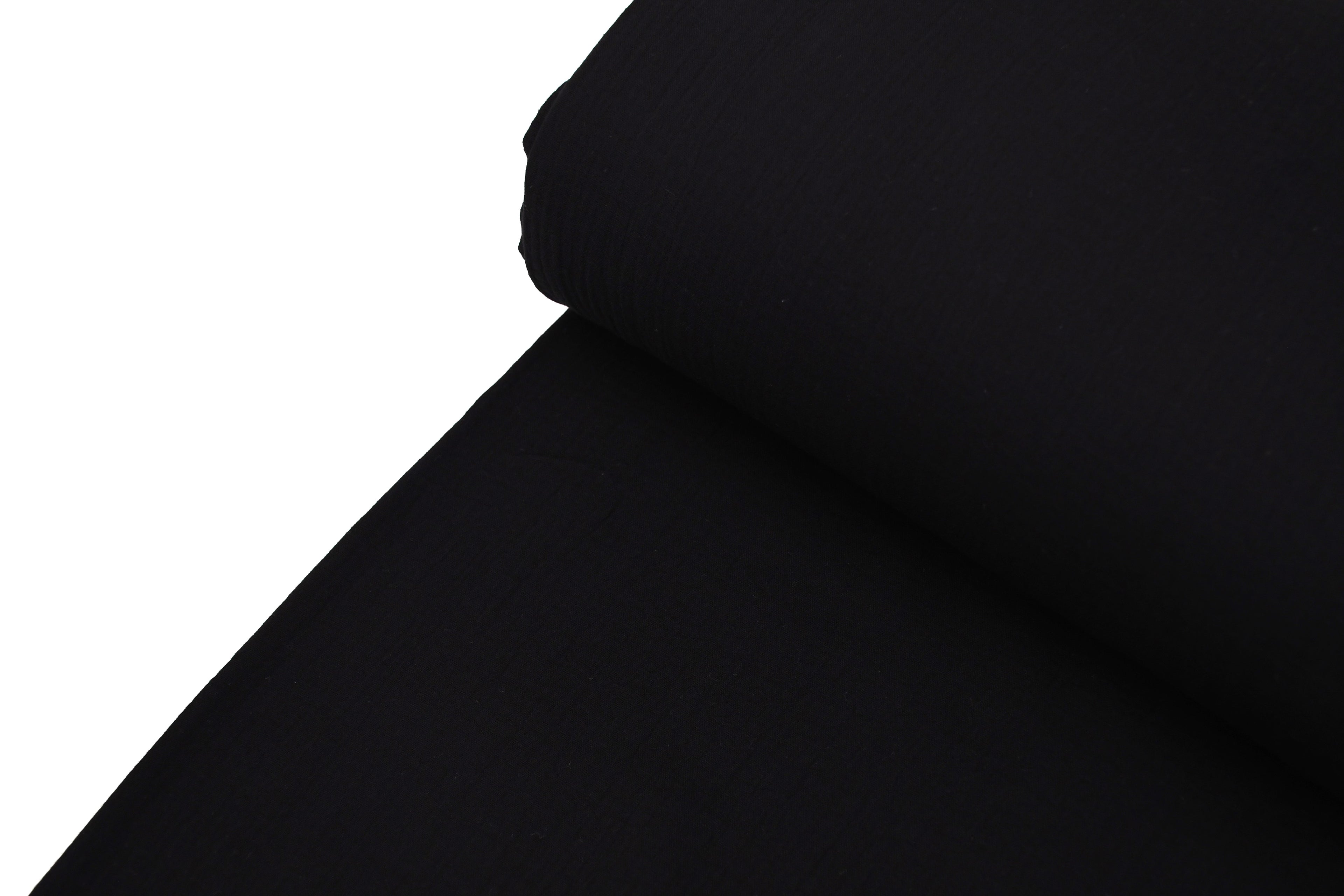 100% Cotton Double Gauze Muslin Fabric -  Black
