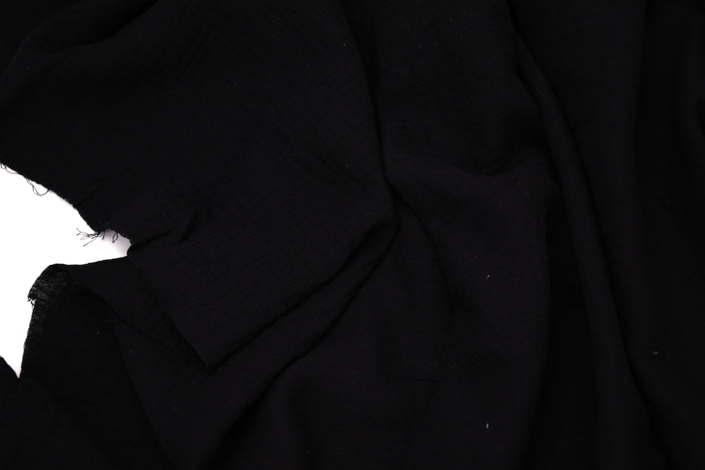 100% Cotton Double Gauze Muslin Fabric -  Black
