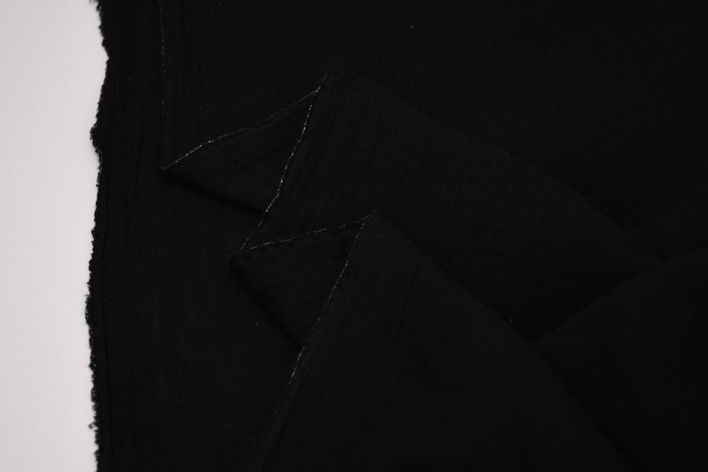100% Cotton Double Gauze Muslin Fabric -  Black