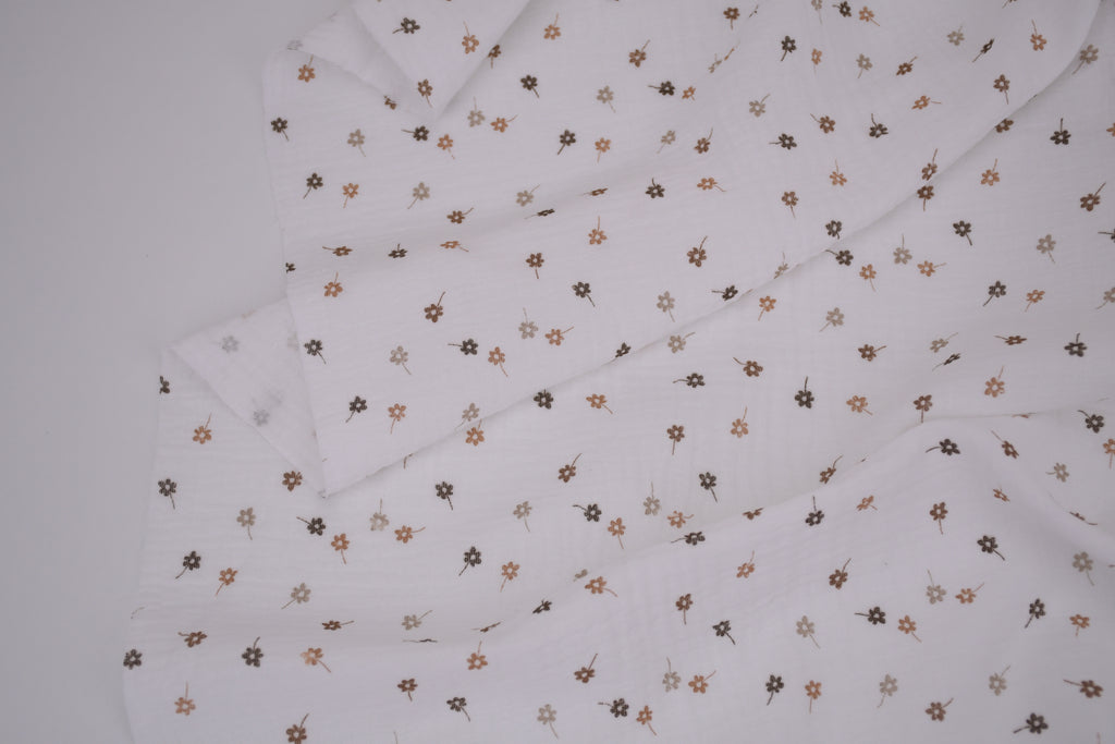 100% Cotton Muslin Double Gauze Print - Toasted Poppies