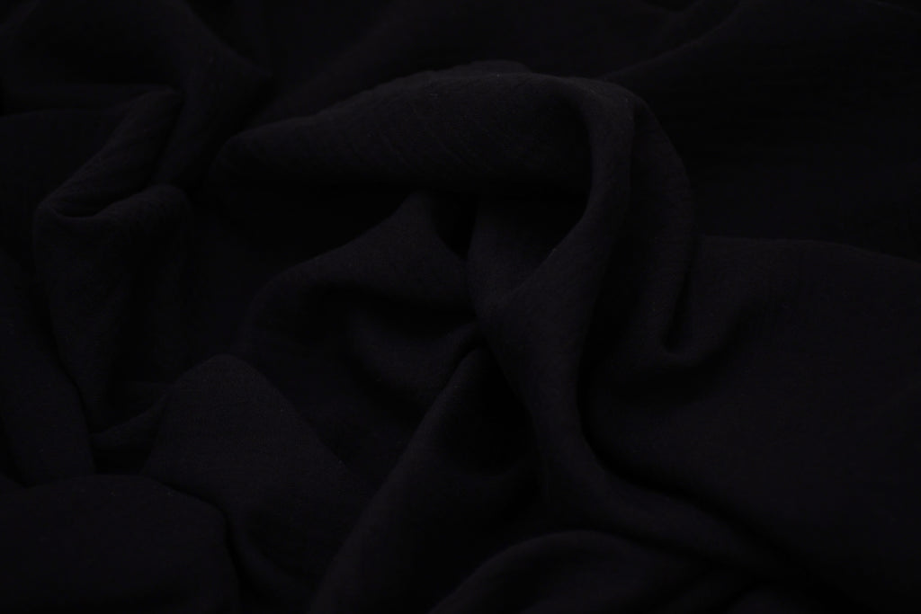 100% Cotton Double Gauze Muslin Fabric -  Black